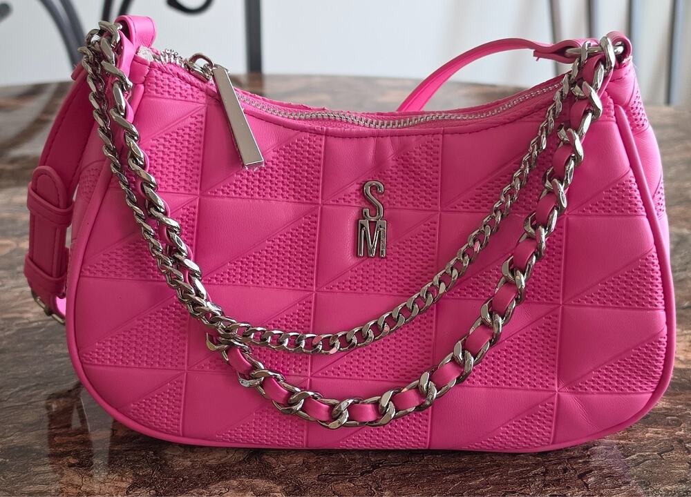 Steve Madden Hot Pink Embossed Chain Shoulder Bag